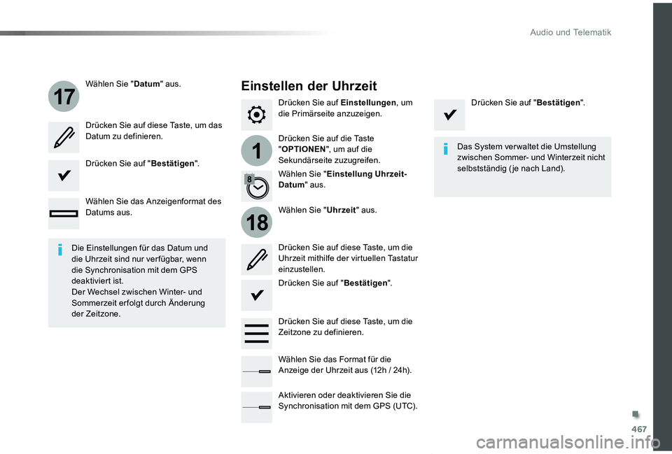 TOYOTA PROACE VERSO 2019  Betriebsanleitungen (in German) 467
1
17
18
Proace_Verso_de_Chap10c_RCC-1_ed01-2019
Drücken Sie auf Einstellungen, um die Primärseite anzuzeigen.
Drücken Sie auf die Taste "OPTIONEN", um auf die Sekundärseite zuzugreifen