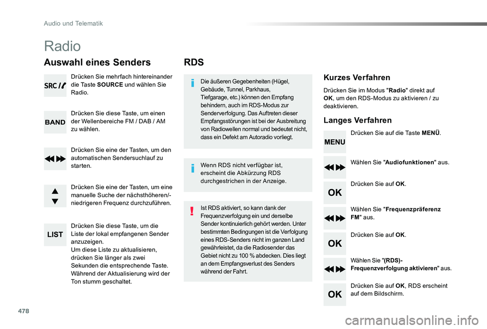 TOYOTA PROACE VERSO 2019 Betriebsanleitungen (in German) 478
Proace_Verso_de_Chap10d_RD6_ed01-2019
RDS
Kurzes Verfahren
Langes Verfahren
Die äußeren Gegebenheiten (Hügel, Gebäude, Tunnel, Parkhaus, Tiefgarage, etc.) können den Empfang behindern, auch i TOYOTA PROACE VERSO 2019 Betriebsanleitungen (in German) 478
Proace_Verso_de_Chap10d_RD6_ed01-2019
RDS
Kurzes Verfahren
Langes Verfahren
Die äußeren Gegebenheiten (Hügel, Gebäude, Tunnel, Parkhaus, Tiefgarage, etc.) können den Empfang behindern, auch i