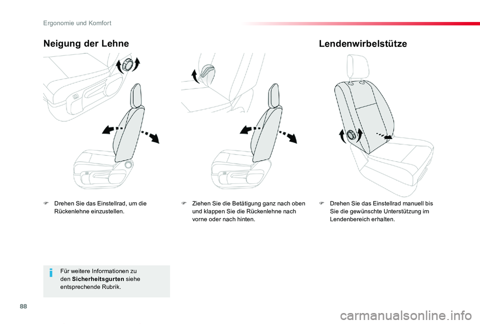 TOYOTA PROACE VERSO 2019 Betriebsanleitungen (in German) 88
Proace_Verso_de_Chap03_ergonomie-et-confort_ed01-2019
F Drehen Sie das Einstellrad, um die Rückenlehne einzustellen.
Neigung der Lehne
F Drehen Sie das Einstellrad manuell bis Sie die gewünschte TOYOTA PROACE VERSO 2019 Betriebsanleitungen (in German) 88
Proace_Verso_de_Chap03_ergonomie-et-confort_ed01-2019
F Drehen Sie das Einstellrad, um die Rückenlehne einzustellen.
Neigung der Lehne
F Drehen Sie das Einstellrad manuell bis Sie die gewünschte