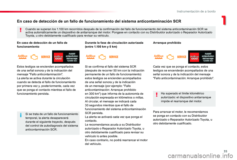 TOYOTA PROACE VERSO 2019 Manuale de Empleo (in Spanish) 35
ProaceVerso_es_Chap01_instruments-de-bord_ed01-2019
Arranque prohibido
Cada vez que se ponga el contacto, estos testigos se encenderán acompañados de una señal sonora y de la indicación del men TOYOTA PROACE VERSO 2019 Manuale de Empleo (in Spanish) 35
ProaceVerso_es_Chap01_instruments-de-bord_ed01-2019
Arranque prohibido
Cada vez que se ponga el contacto, estos testigos se encenderán acompañados de una señal sonora y de la indicación del men