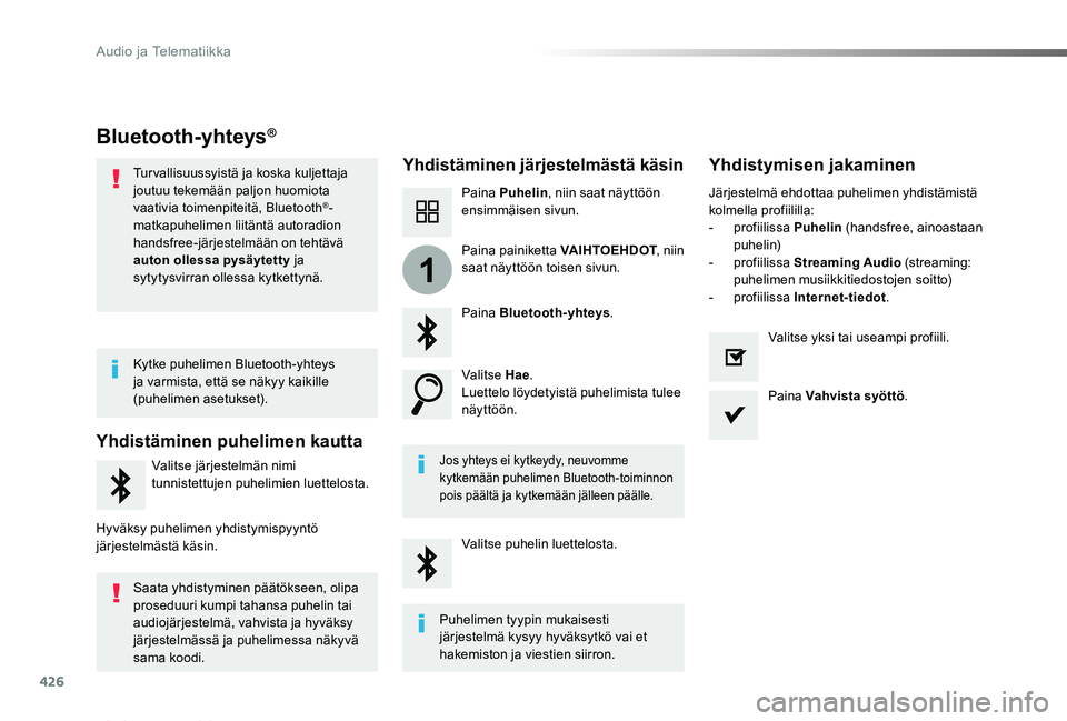TOYOTA PROACE VERSO 2019  Omistajan Käsikirja (in Finnish) 426
1
ProaceVerso_fi_Chap10c_RCC-1_ed01-2019
Bluetooth-yhteys