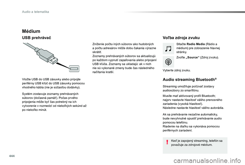 TOYOTA PROACE VERSO 2019 Návod na použitie (in Slovakian) 444
Proace Verso_sk_Chap10c_RCC-1_ed01-2019
Médium
USB prehrávačVoľba zdroja zvuku
Zvoľte „Source“ (Zdroj zvuku).
Stlačte Radio Media (Rádio a médium) pre zobrazenie hlavnej st r á n k y. TOYOTA PROACE VERSO 2019 Návod na použitie (in Slovakian) 444
Proace Verso_sk_Chap10c_RCC-1_ed01-2019
Médium
USB prehrávačVoľba zdroja zvuku
Zvoľte „Source“ (Zdroj zvuku).
Stlačte Radio Media (Rádio a médium) pre zobrazenie hlavnej st r á n k y.