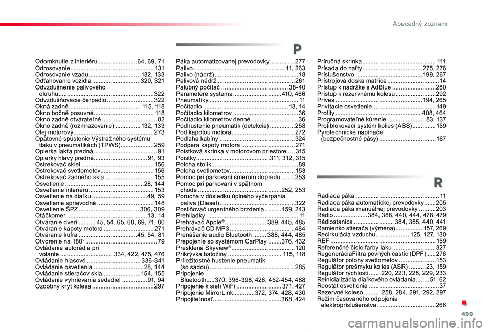 TOYOTA PROACE VERSO 2019 Návod na použitie (in Slovakian) 499
Proace Verso_sk_Chap11_index-alpha_ed01-2019
Odomknutie z interiéru .......................64, 69, 71Odrosovanie ..................................................131Odrosovanie vzadu ........... TOYOTA PROACE VERSO 2019 Návod na použitie (in Slovakian) 499
Proace Verso_sk_Chap11_index-alpha_ed01-2019
Odomknutie z interiéru .......................64, 69, 71Odrosovanie ..................................................131Odrosovanie vzadu ...........