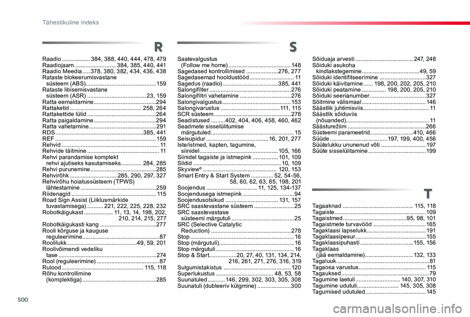 TOYOTA PROACE VERSO 2019  Kasutusjuhend (in Estonian) 500
Proace verso_et_Chap11_index-alpha_ed01-2019
Sõiduaja arvesti ....................................247, 248Sõiduki asukoha  kindlakstegemine ....................................49, 59Sõiduki ide