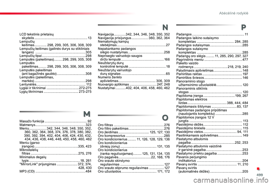 TOYOTA PROACE VERSO 2019 Eksploatavimo vadovas (in Lithuanian) 499
Proace verso_LT_Chap11_index-alpha_ed01-2019
LCD tekstinis prietaisų skydelis .........................................................13Lempučių keitimas .............298, 299, 305, 306, 308 TOYOTA PROACE VERSO 2019 Eksploatavimo vadovas (in Lithuanian) 499
Proace verso_LT_Chap11_index-alpha_ed01-2019
LCD tekstinis prietaisų skydelis .........................................................13Lempučių keitimas .............298, 299, 305, 306, 308