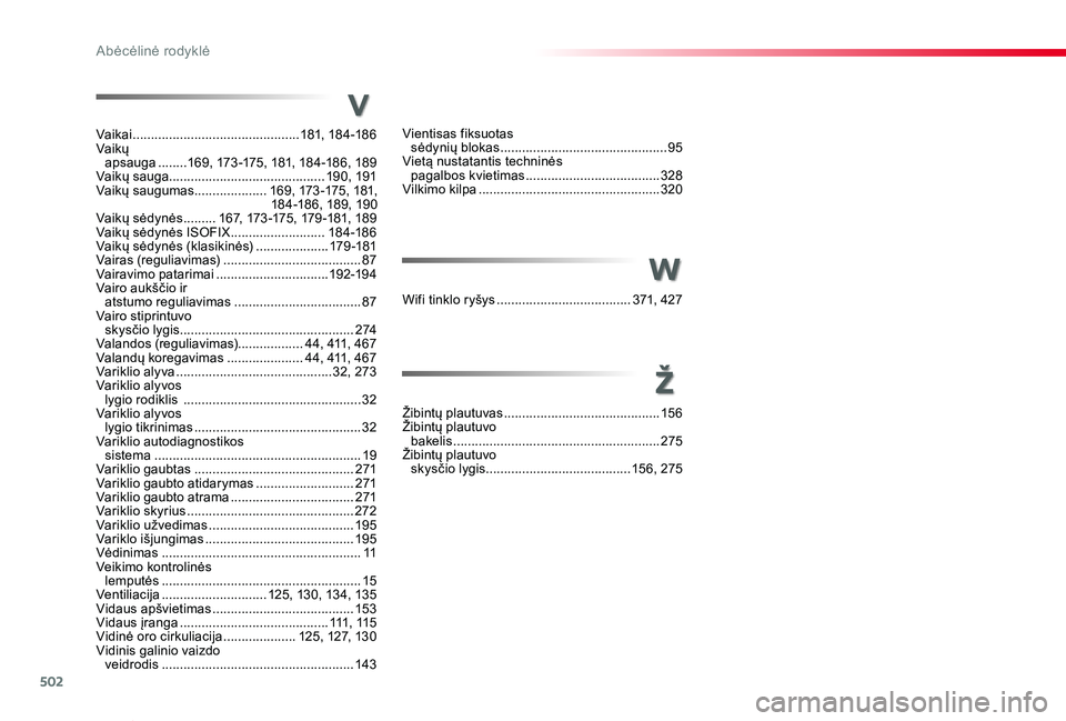 TOYOTA PROACE VERSO 2019 Eksploatavimo vadovas (in Lithuanian) 502
Proace verso_LT_Chap11_index-alpha_ed01-2019
Vientisas fiksuotas sėdynių blokas ..............................................95Vietą nustatantis techninės pagalbos kvietimas .............. TOYOTA PROACE VERSO 2019 Eksploatavimo vadovas (in Lithuanian) 502
Proace verso_LT_Chap11_index-alpha_ed01-2019
Vientisas fiksuotas sėdynių blokas ..............................................95Vietą nustatantis techninės pagalbos kvietimas ..............