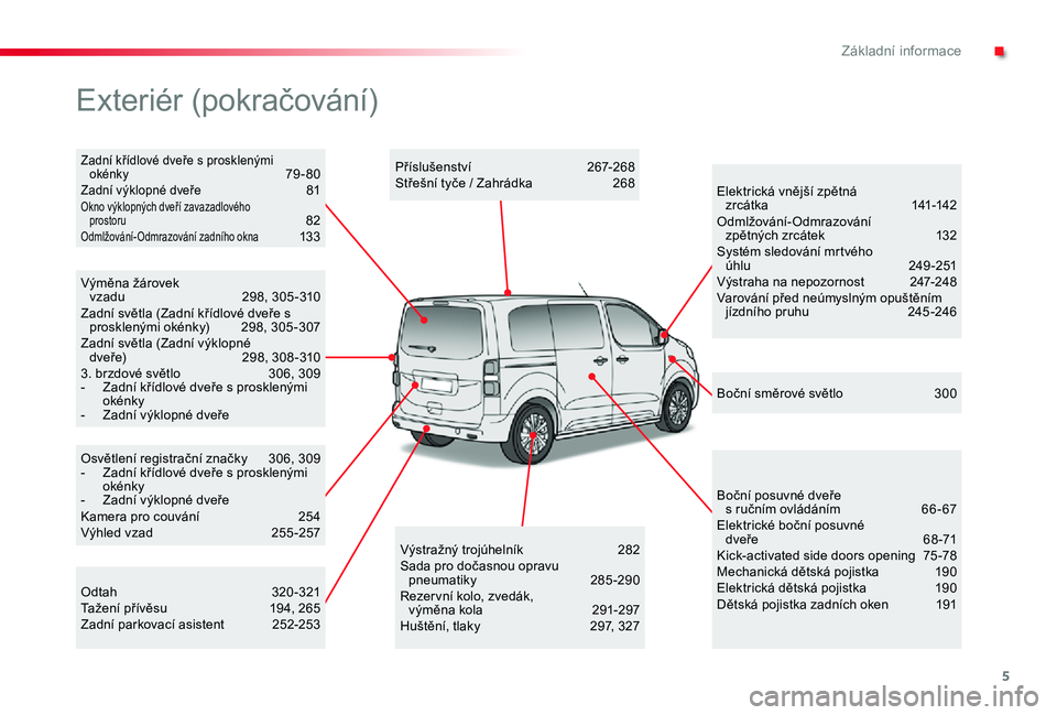 TOYOTA PROACE VERSO 2019  Návod na použití (in Czech) 5
Proace verso_cs_Chap00b_vue-ensemble_ed01-2019
Osvětlení registrační značky 306, 309- Zadní křídlové dveře s prosklenými okénky- Zadní výklopné dveřeKamera pro couvání  254Výhled 