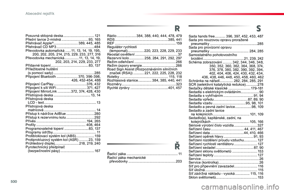 TOYOTA PROACE VERSO 2019  Návod na použití (in Czech) 500
Proace verso_cs_Chap11_index-alpha_ed01-2019
Sada hands free ...........396, 397, 452, 453, 487Sada pro nouzovou opravu proražené pneumatiky  .................................................285