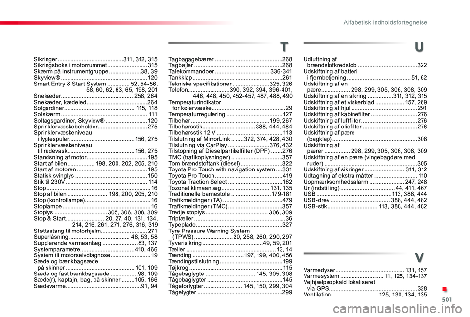 TOYOTA PROACE VERSO 2019 Brugsanvisning (in Danish) 501
ProaceVerso_da_Chap11_index-alpha_ed01-2019
Tagbagagebærer ..........................................268Tagbøjler .......................................................268Talekommandoer ....... TOYOTA PROACE VERSO 2019 Brugsanvisning (in Danish) 501
ProaceVerso_da_Chap11_index-alpha_ed01-2019
Tagbagagebærer ..........................................268Tagbøjler .......................................................268Talekommandoer .......