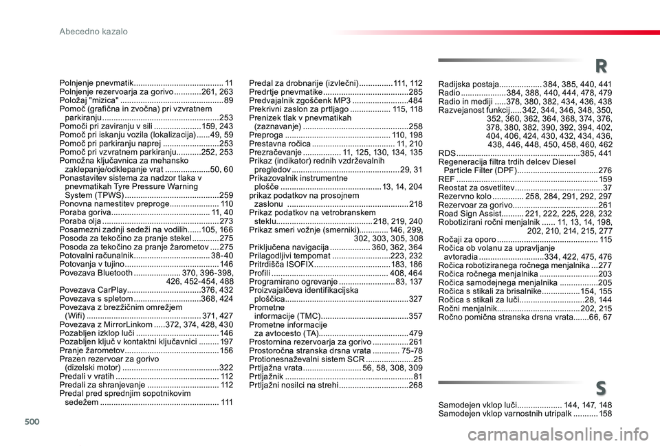 TOYOTA PROACE VERSO 2019  Navodila Za Uporabo (in Slovenian) 500
Proace Verso_sl_Chap11_index-alpha_ed01-2018
Radijska postaja...................384, 385, 440, 4 41Radio ....................384, 388, 440, 444, 478, 479Radio in mediji  .....378, 380, 382, 434, 4