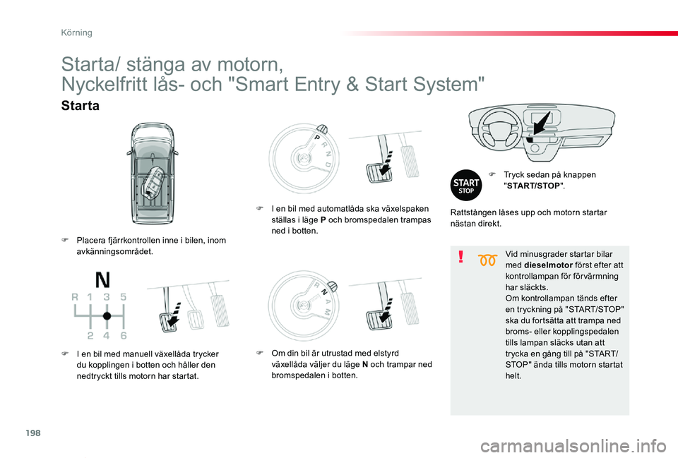 TOYOTA PROACE VERSO 2019 Bruksanvisningar (in Swedish) 198
Proace verso_sv_Chap06_conduite_ed01-2019
Vid minusgrader startar bilar med dieselmotor först efter att kontrollampan för förvärmning har släckts.Om kontrollampan tänds efter en tryckning pà TOYOTA PROACE VERSO 2019 Bruksanvisningar (in Swedish) 198
Proace verso_sv_Chap06_conduite_ed01-2019
Vid minusgrader startar bilar med dieselmotor först efter att kontrollampan för förvärmning har släckts.Om kontrollampan tänds efter en tryckning pÃ