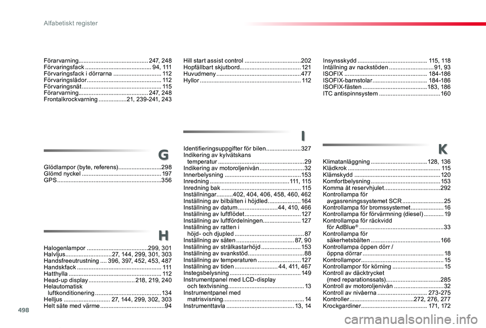 TOYOTA PROACE VERSO 2019 Bruksanvisningar (in Swedish) 498
Proace verso_sv_Chap11_index-alpha_ed01-2019
Insynsskydd ..........................................115, 11 8Intällning av nackstöden ...........................91, 93ISOFIX ..................... TOYOTA PROACE VERSO 2019 Bruksanvisningar (in Swedish) 498
Proace verso_sv_Chap11_index-alpha_ed01-2019
Insynsskydd ..........................................115, 11 8Intällning av nackstöden ...........................91, 93ISOFIX .....................