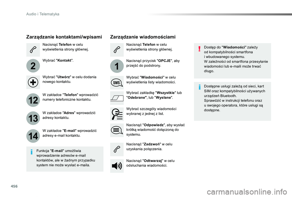 TOYOTA PROACE VERSO 2019 Instrukcja obsługi (in Polish) 456
2
12
13
14
1
Proace-Verso_pl_Chap10c_RCC-1_ed01-2019
Dostęp do "Wiadomości" zależy od kompatybilności smartfona i wbudowanego systemu.W zależności od smartfona przesyłanie wiadomo TOYOTA PROACE VERSO 2019 Instrukcja obsługi (in Polish) 456
2
12
13
14
1
Proace-Verso_pl_Chap10c_RCC-1_ed01-2019
Dostęp do "Wiadomości" zależy od kompatybilności smartfona i wbudowanego systemu.W zależności od smartfona przesyłanie wiadomo