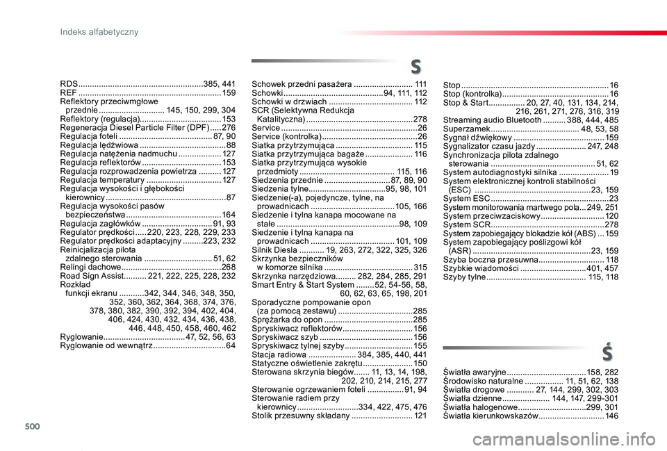 TOYOTA PROACE VERSO 2019  Instrukcja obsługi (in Polish) 500
Proace-Verso_pl_Chap11_index-alpha_ed01-2019
Stop .................................................................16Stop (kontrolka) ...............................................16Stop & Start 
