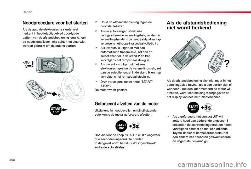 TOYOTA PROACE VERSO 2019 Instructieboekje (in Dutch) 200
ProaceVerso_nl_Chap06_conduite_ed01-2019
Noodprocedure voor het starten
Als de auto de elektronische sleutel niet herkent in het detectiegebied doordat de batterij van de afstandsbediening leeg is TOYOTA PROACE VERSO 2019 Instructieboekje (in Dutch) 200
ProaceVerso_nl_Chap06_conduite_ed01-2019
Noodprocedure voor het starten
Als de auto de elektronische sleutel niet herkent in het detectiegebied doordat de batterij van de afstandsbediening leeg is