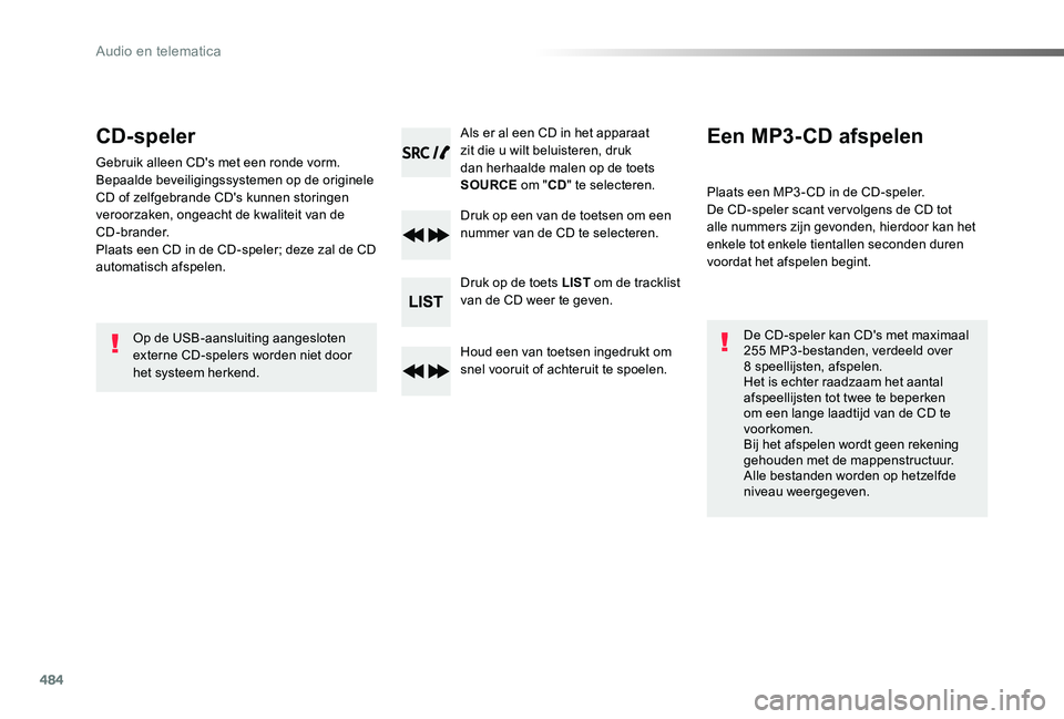 TOYOTA PROACE VERSO 2019 Instructieboekje (in Dutch) 484
ProaceVerso_nl_Chap10d_RD6_ed01-2019
CD-speler
Gebruik alleen CD's met een ronde vorm.Bepaalde beveiligingssystemen op de originele CD of zelfgebrande CD's kunnen storingen veroorzaken, on TOYOTA PROACE VERSO 2019 Instructieboekje (in Dutch) 484
ProaceVerso_nl_Chap10d_RD6_ed01-2019
CD-speler
Gebruik alleen CD's met een ronde vorm.Bepaalde beveiligingssystemen op de originele CD of zelfgebrande CD's kunnen storingen veroorzaken, on