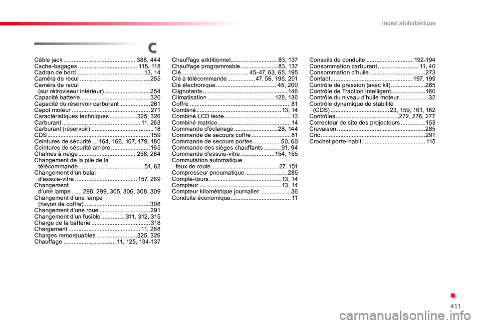 TOYOTA PROACE VERSO 2020 Notices Demploi (in French) 411
Câble jack ............................................388, 444Cache-bagages ....................................115, 11 8Cadran de bord .........................................13, 14Caméra de TOYOTA PROACE VERSO 2020 Notices Demploi (in French) 411
Câble jack ............................................388, 444Cache-bagages ....................................115, 11 8Cadran de bord .........................................13, 14Caméra de