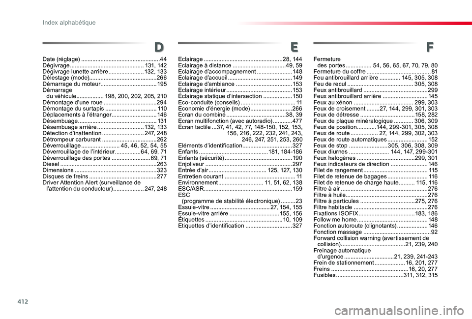 TOYOTA PROACE VERSO 2020 Notices Demploi (in French) 412
F
Fermeture des portes ................54, 56, 65, 67, 70, 79, 80Fermeture du coffre ........................................81Feu antibrouillard arrière .............145, 305, 308Feu de recul . TOYOTA PROACE VERSO 2020 Notices Demploi (in French) 412
F
Fermeture des portes ................54, 56, 65, 67, 70, 79, 80Fermeture du coffre ........................................81Feu antibrouillard arrière .............145, 305, 308Feu de recul .
