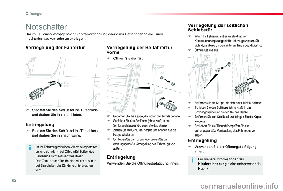 TOYOTA PROACE VERSO 2020 Betriebsanleitungen (in German) 50
Proace_Verso_de_Chap02_ouvertures_ed2019_V02
Notschalter
Verriegelung der FahrertürVerriegelung der Beifahrertür vorne
F Öffnen Sie die Tür.
Um im Fall eines Versagens der Zentralverriegelung o TOYOTA PROACE VERSO 2020 Betriebsanleitungen (in German) 50
Proace_Verso_de_Chap02_ouvertures_ed2019_V02
Notschalter
Verriegelung der FahrertürVerriegelung der Beifahrertür vorne
F Öffnen Sie die Tür.
Um im Fall eines Versagens der Zentralverriegelung o