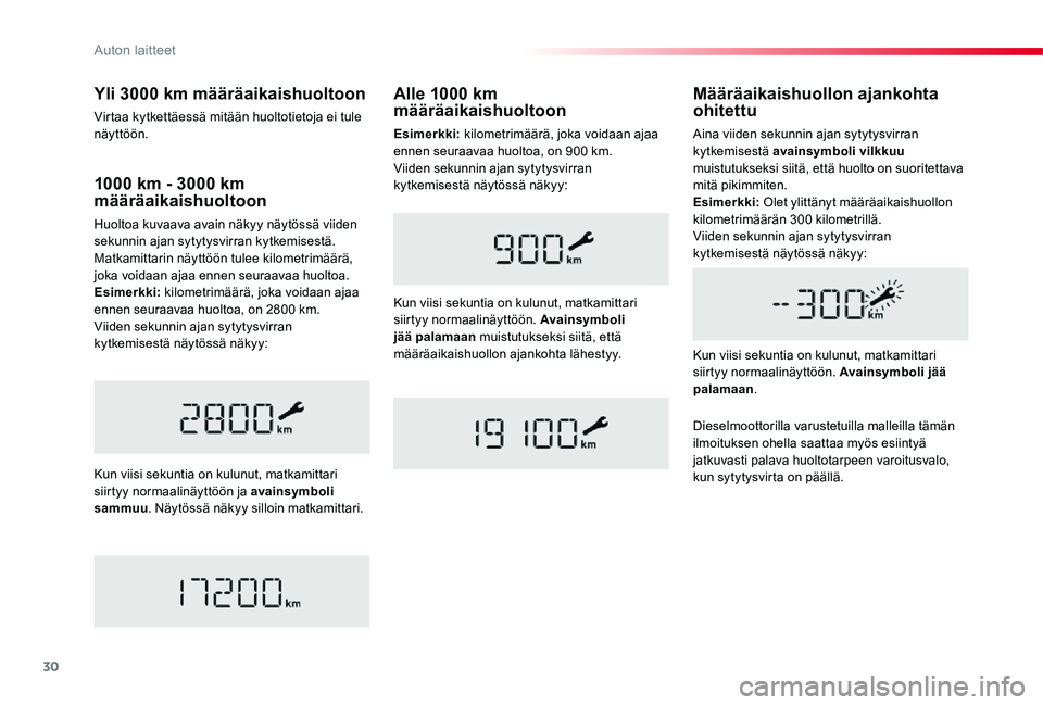 TOYOTA PROACE VERSO 2020 Omistajan Käsikirja (in Finnish) 30
ProaceVerso_fi_Chap01_instruments-de-bord_ed01-2019
1000 km - 3000 km määräaikaishuoltoon
Huoltoa kuvaava avain näkyy näytössä viiden sekunnin ajan sytytysvirran kytkemisestä. Matkamittarin TOYOTA PROACE VERSO 2020 Omistajan Käsikirja (in Finnish) 30
ProaceVerso_fi_Chap01_instruments-de-bord_ed01-2019
1000 km - 3000 km määräaikaishuoltoon
Huoltoa kuvaava avain näkyy näytössä viiden sekunnin ajan sytytysvirran kytkemisestä. Matkamittarin