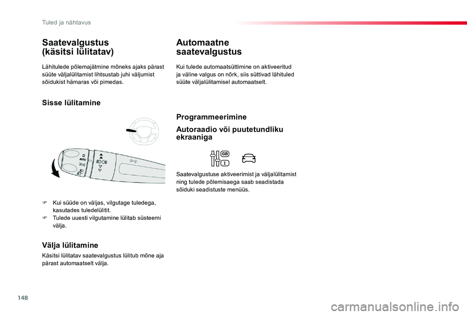 TOYOTA PROACE VERSO 2020 Kasutusjuhend (in Estonian) 148
Proace verso_et_Chap04_eclairage-et-visibilite_ed2019_V02
Lähitulede põlemajätmine mõneks ajaks pärast süüte väljalülitamist lihtsustab juhi väljumist sõidukist hämaras või pimedas.
S TOYOTA PROACE VERSO 2020 Kasutusjuhend (in Estonian) 148
Proace verso_et_Chap04_eclairage-et-visibilite_ed2019_V02
Lähitulede põlemajätmine mõneks ajaks pärast süüte väljalülitamist lihtsustab juhi väljumist sõidukist hämaras või pimedas.
S