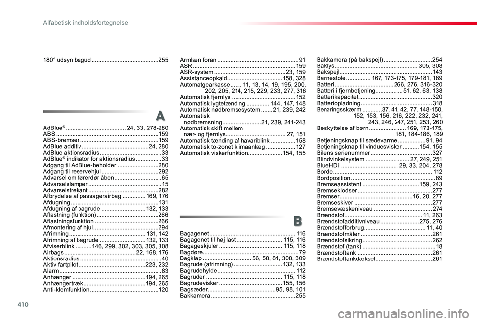 TOYOTA PROACE VERSO 2020 Brugsanvisning (in Danish) 410
ProaceVerso_da_Chap11_index-alpha_ed2019_V02
180° udsyn bagud .........................................255
AdBlue® .....................................24, 33, 278-280ABS ....................... TOYOTA PROACE VERSO 2020 Brugsanvisning (in Danish) 410
ProaceVerso_da_Chap11_index-alpha_ed2019_V02
180° udsyn bagud .........................................255
AdBlue® .....................................24, 33, 278-280ABS .......................