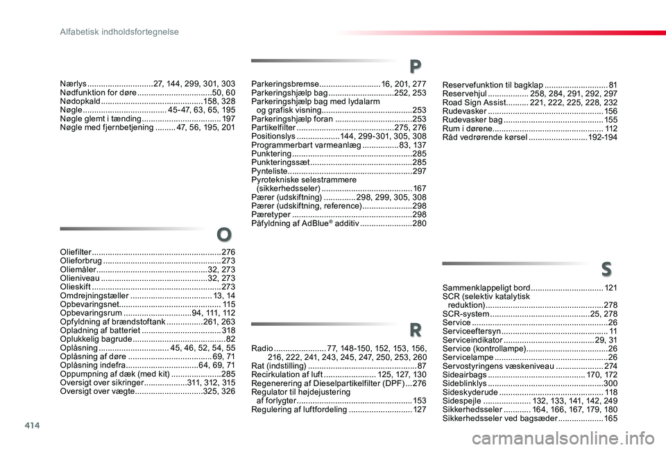 TOYOTA PROACE VERSO 2020 Brugsanvisning (in Danish) 414
ProaceVerso_da_Chap11_index-alpha_ed2019_V02
Reservefunktion til bagklap ............................81Reservehjul ..................258, 284, 291, 292, 297Road Sign Assist ..........221, 222, 225 TOYOTA PROACE VERSO 2020 Brugsanvisning (in Danish) 414
ProaceVerso_da_Chap11_index-alpha_ed2019_V02
Reservefunktion til bagklap ............................81Reservehjul ..................258, 284, 291, 292, 297Road Sign Assist ..........221, 222, 225