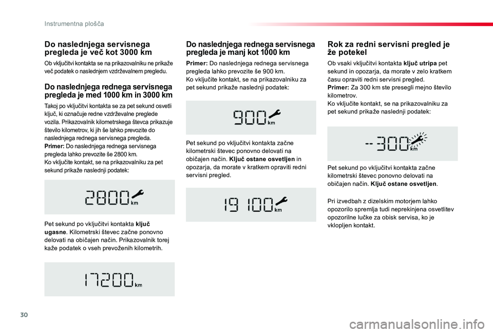 TOYOTA PROACE VERSO 2020 Navodila Za Uporabo (in Slovenian) 30
Proace Verso_sl_Chap01_instruments-de-bord_ed2019_V02
Do naslednjega rednega servisnega pregleda je med 1000 km in 3000 km
Takoj po vključitvi kontakta se za pet sekund osvetli ključ, ki označuj TOYOTA PROACE VERSO 2020 Navodila Za Uporabo (in Slovenian) 30
Proace Verso_sl_Chap01_instruments-de-bord_ed2019_V02
Do naslednjega rednega servisnega pregleda je med 1000 km in 3000 km
Takoj po vključitvi kontakta se za pet sekund osvetli ključ, ki označuj