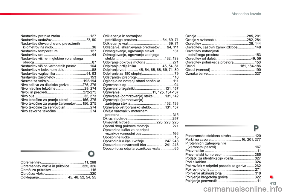 TOYOTA PROACE VERSO 2020 Navodila Za Uporabo (in Slovenian) 413
Proace Verso_sl_Chap11_index-alpha_ed2019_V02
Nastavitev pretoka zraka ..............................127Nastavitev sedežev ...................................87, 90Nastavitev števca dnevno prevo TOYOTA PROACE VERSO 2020 Navodila Za Uporabo (in Slovenian) 413
Proace Verso_sl_Chap11_index-alpha_ed2019_V02
Nastavitev pretoka zraka ..............................127Nastavitev sedežev ...................................87, 90Nastavitev števca dnevno prevo