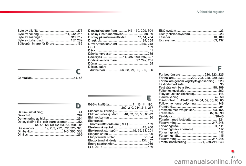 TOYOTA PROACE VERSO 2020 Bruksanvisningar (in Swedish) 411
Proace verso_sv_Chap11_index-alpha_ed01-2019
Byte av oljefilter ............................................276Byte av säkring ..............................311, 312, 315Byte av säkringar ...... TOYOTA PROACE VERSO 2020 Bruksanvisningar (in Swedish) 411
Proace verso_sv_Chap11_index-alpha_ed01-2019
Byte av oljefilter ............................................276Byte av säkring ..............................311, 312, 315Byte av säkringar ......
