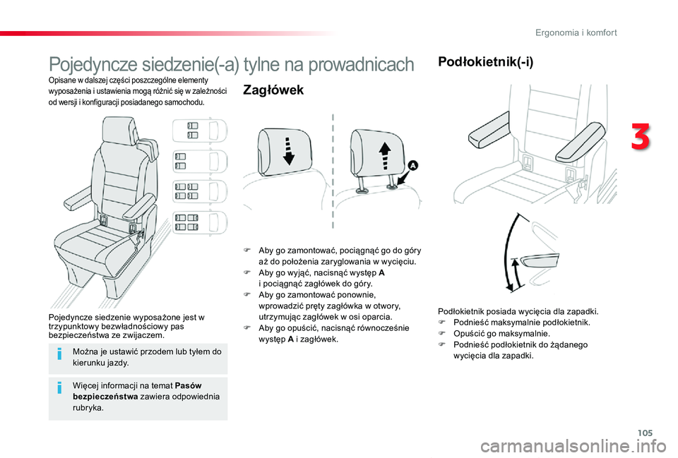 TOYOTA PROACE VERSO 2020 Instrukcja obsługi (in Polish) 105
Proace-Verso_pl_Chap03_ergonomie-et-confort_ed01-2019
Pojedyncze siedzenie(-a) tylne na prowadnicach
Opisane w dalszej części poszczególne elementy wyposażenia i ustawienia mogÄ… różnić siÄ TOYOTA PROACE VERSO 2020 Instrukcja obsÅ‚ugi (in Polish) 105
Proace-Verso_pl_Chap03_ergonomie-et-confort_ed01-2019
Pojedyncze siedzenie(-a) tylne na prowadnicach
Opisane w dalszej części poszczególne elementy wyposażenia i ustawienia mogÄ… różnić siÄ