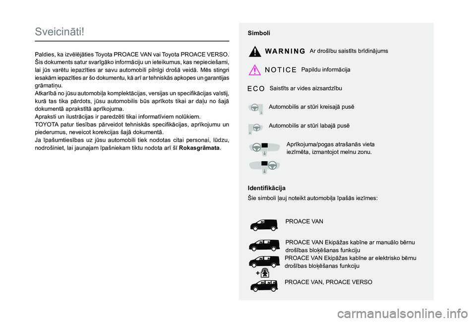 TOYOTA PROACE VERSO 2021  Lietošanas Instrukcija (in Latvian) 