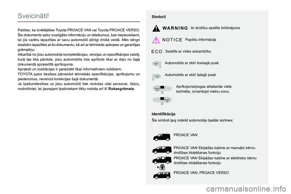 TOYOTA PROACE VERSO 2022  Lietošanas Instrukcija (in Latvian) 
