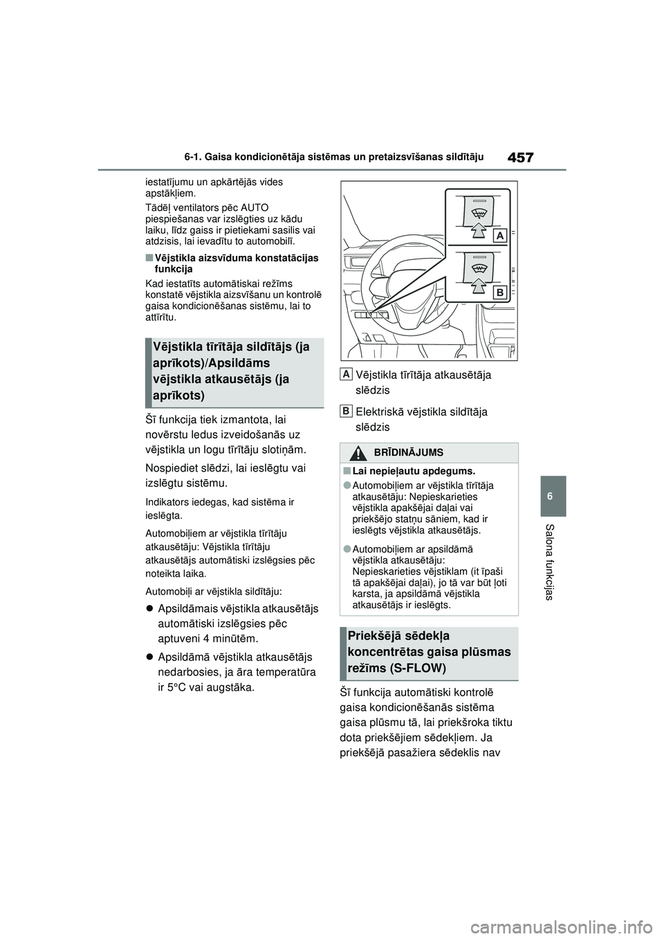 TOYOTA RAV4 PHEV 2021 Lietošanas Instrukcija (in Latvian) 457
6
6-1. Gaisa kondicion
ētā ja sist ēmas un pretaizsvī šanas sildīt ā ju
Salona funkcijas
iestat ījumu un apk ārt ējā s vides
apst ākļiem.
T ādēļ ventilators p ēc AUTO
piespieš TOYOTA RAV4 PHEV 2021 Lietošanas Instrukcija (in Latvian) 457
6
6-1. Gaisa kondicion
ētā ja sist ēmas un pretaizsvī šanas sildīt ā ju
Salona funkcijas
iestat ījumu un apk ārt ējā s vides
apst ākļiem.
T ādēļ ventilators p ēc AUTO
piespieš