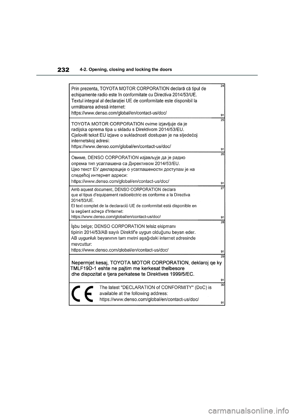 TOYOTA RAV4 PHEV 2021 Owners Manual 2324-2. Opening, closing and locking the doors TOYOTA RAV4 PHEV 2021 Owners Manual 2324-2. Opening, closing and locking the doors