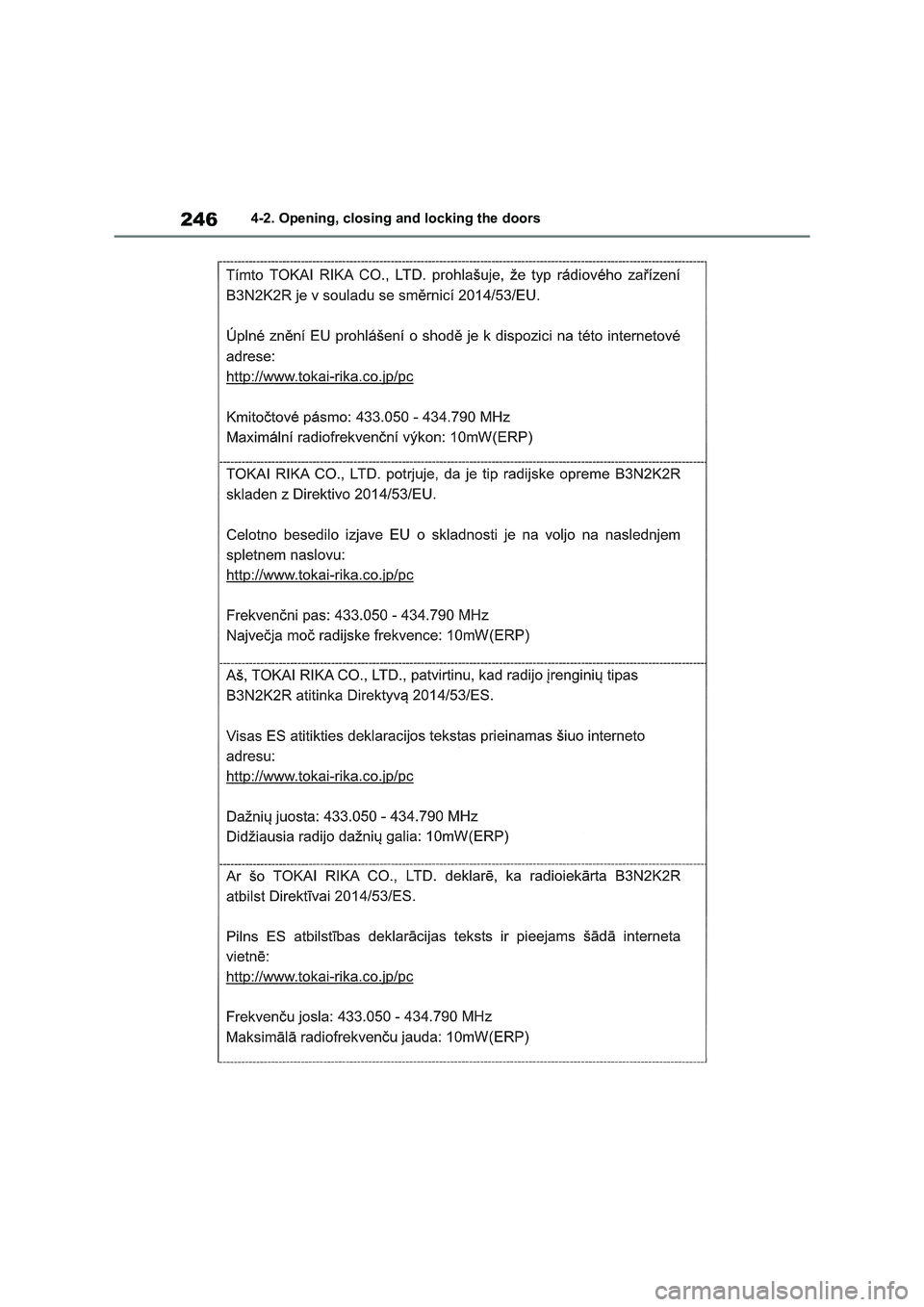 TOYOTA RAV4 PHEV 2021 Owners Manual 2464-2. Opening, closing and locking the doors TOYOTA RAV4 PHEV 2021 Owners Manual 2464-2. Opening, closing and locking the doors