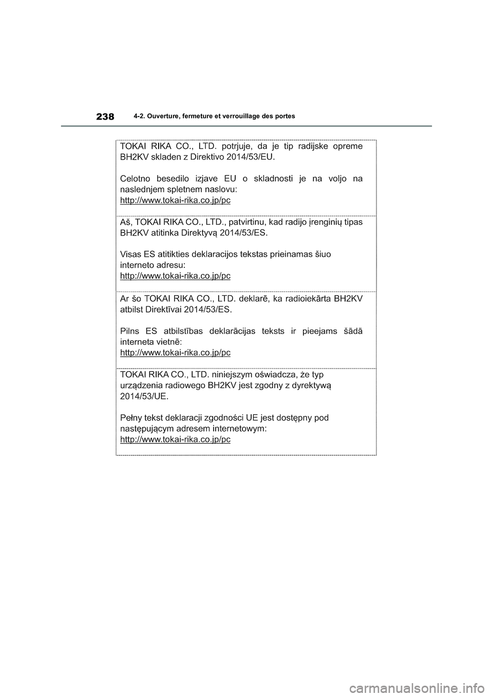 TOYOTA RAV4 PHEV 2021  Notices Demploi (in French) 2384-2. Ouverture, fermeture et verrouillage des portes 
