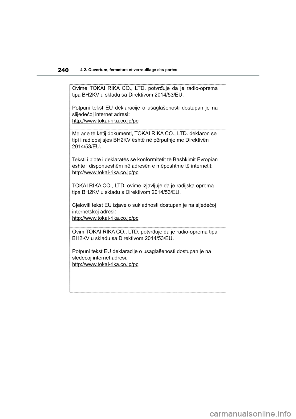 TOYOTA RAV4 PHEV 2021 Notices Demploi (in French) 2404-2. Ouverture, fermeture et verrouillage des portes TOYOTA RAV4 PHEV 2021 Notices Demploi (in French) 2404-2. Ouverture, fermeture et verrouillage des portes