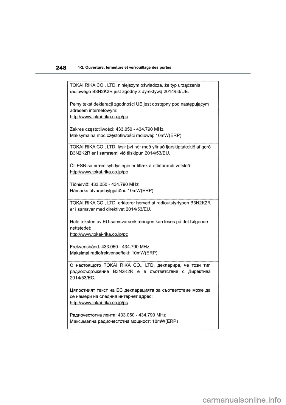 TOYOTA RAV4 PHEV 2021 Notices Demploi (in French) 2484-2. Ouverture, fermeture et verrouillage des portes TOYOTA RAV4 PHEV 2021 Notices Demploi (in French) 2484-2. Ouverture, fermeture et verrouillage des portes