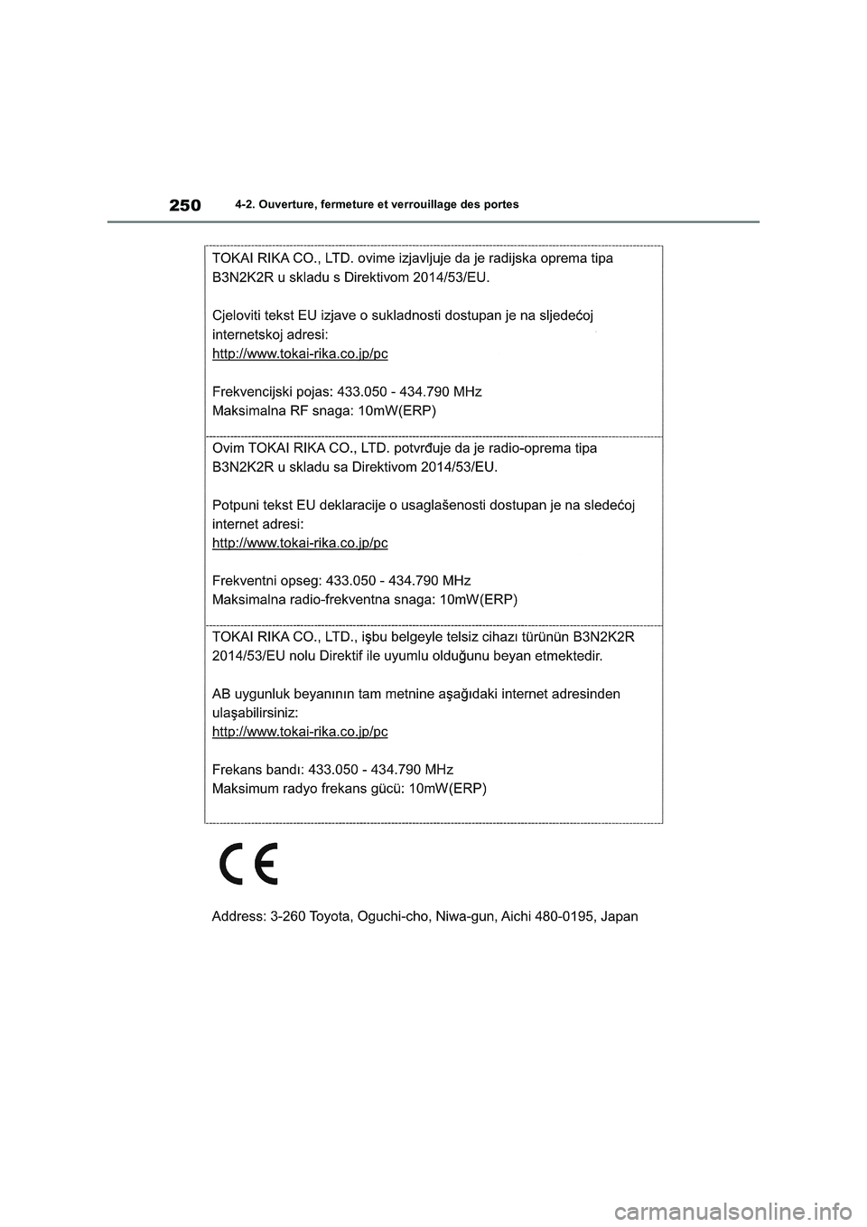 TOYOTA RAV4 PHEV 2021 Notices Demploi (in French) 2504-2. Ouverture, fermeture et verrouillage des portes TOYOTA RAV4 PHEV 2021 Notices Demploi (in French) 2504-2. Ouverture, fermeture et verrouillage des portes
