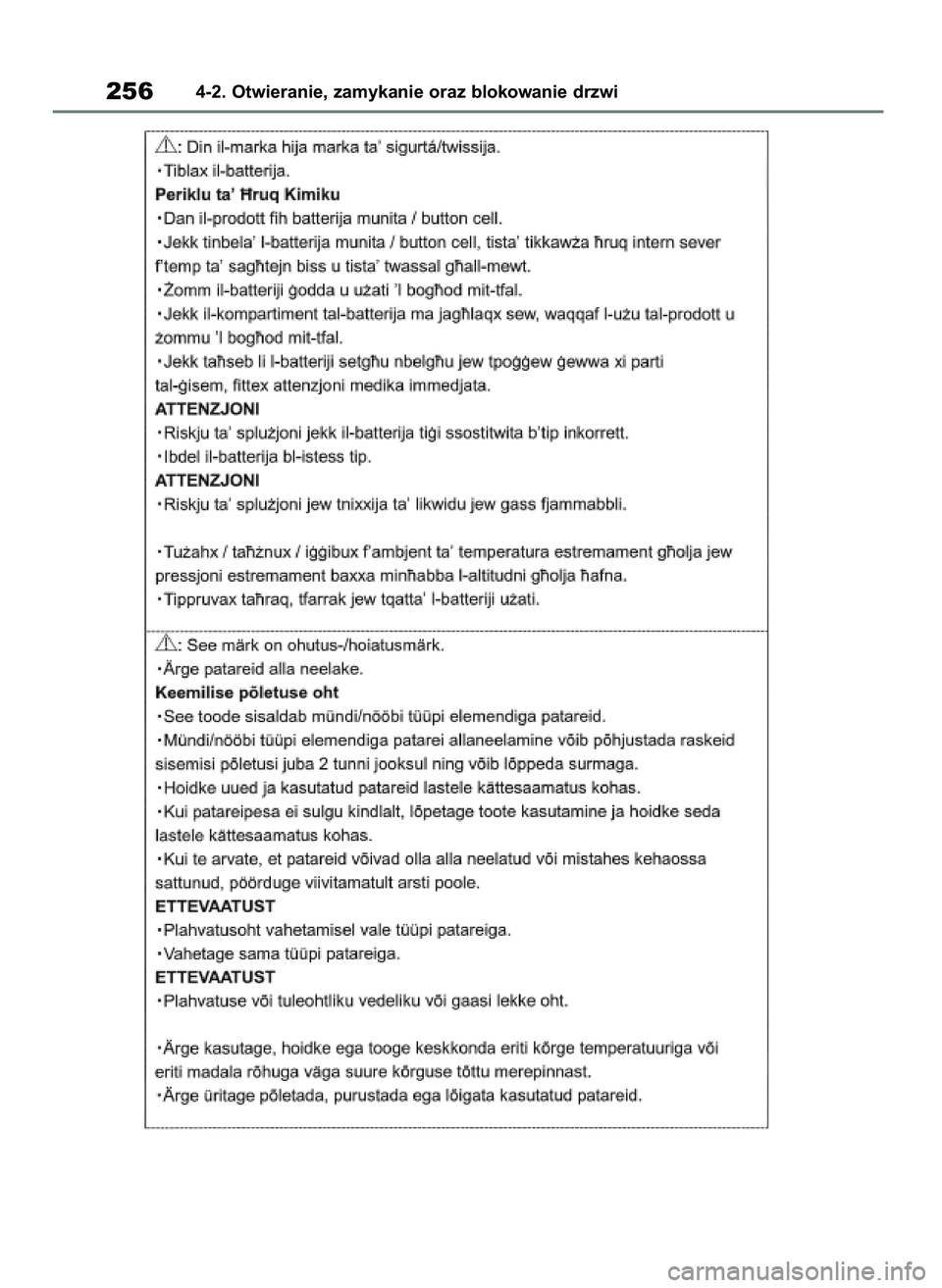 TOYOTA RAV4 PHEV 2021  Instrukcja obsługi (in Polish) 2564-2. Otwieranie, zamykanie oraz blokowanie drzwi
7 RAV4 Plug In HV OM42E06E  11/3/21  14:53  Page 256 