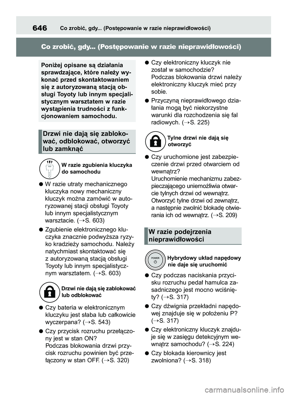 TOYOTA RAV4 PHEV 2021  Instrukcja obsługi (in Polish) W razie zgubienia kluczyka
do samochodu
W razie utraty mechanicznego
kluczyka nowy mechaniczny
kluczyk mo˝na zamówiç w auto-
ryzowanej stacji obs∏ugi Toyoty
lub innym specjalistycznym
warsztacie.