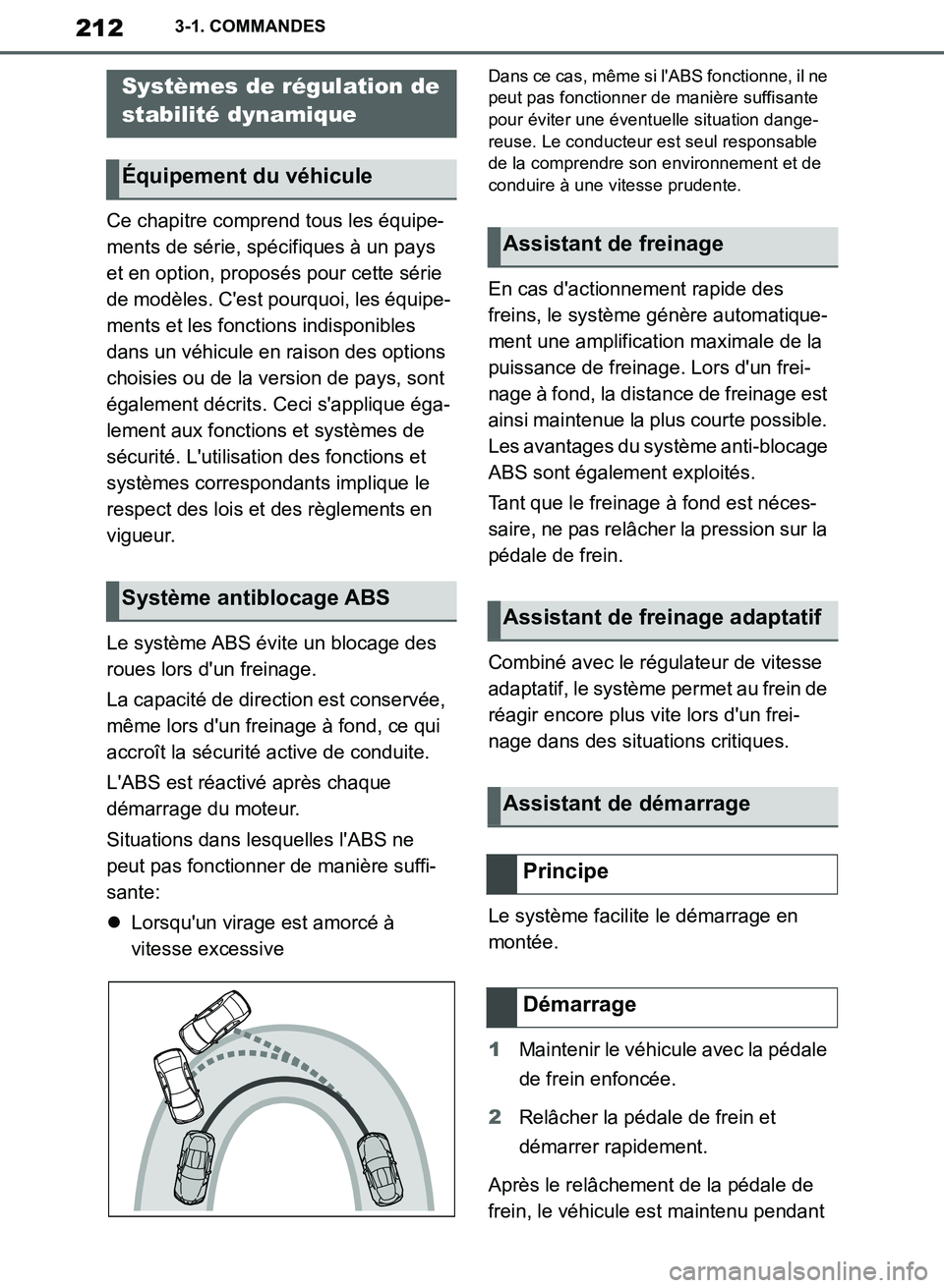 TOYOTA SUPRA 2019  Notices Demploi (in French) 212
Supra Owners Manual_EK
3-1. COMMANDES
Ce chapitre comprend tous les équipe-
ments de série, spécifiques à un pays 
et en option, proposés pour cette série 
de modèles. Cest pourquoi, les 