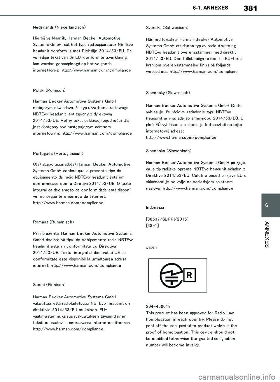 TOYOTA SUPRA 2019 Notices Demploi (in French) 381
6
Supra Owners Manual_EK
6-1. ANNEXES
ANNEXES
Supra_OM_French_OM99T06K.book 381 ページ 2019年2月20日 水曜日 午前11時9分 TOYOTA SUPRA 2019 Notices Demploi (in French) 381
6
Supra Owners Manual_EK
6-1. ANNEXES
ANNEXES
Supra_OM_French_OM99T06K.book 381 ページ 2019年2月20日 水曜日 午前11時9分