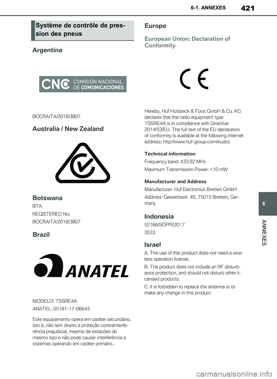 TOYOTA SUPRA 2019 Notices Demploi (in French) 421
6
Supra Owners Manual_EK
6-1. ANNEXES
ANNEXES
Système de contrôle de pres-
sion des pneus
Supra_OM_French_OM99T06K.book 421 ページ 2019年2月20日 水曜日 午前11 TOYOTA SUPRA 2019 Notices Demploi (in French) 421
6
Supra Owners Manual_EK
6-1. ANNEXES
ANNEXES
Système de contrôle de pres-
sion des pneus
Supra_OM_French_OM99T06K.book 421 ページ 2019年2月20日 水曜日 午前11