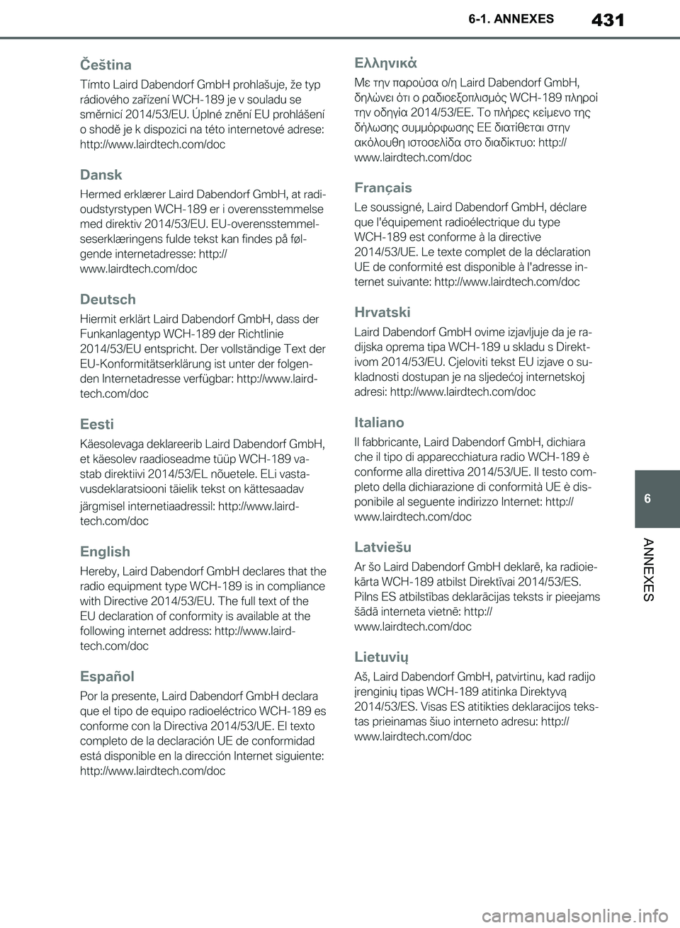 TOYOTA SUPRA 2019 Notices Demploi (in French) 431
6
Supra Owners Manual_EK
6-1. ANNEXES
ANNEXES
Supra_OM_French_OM99T06K.book 431 ページ 2019年2月20日 水曜日 午前11時9分 TOYOTA SUPRA 2019 Notices Demploi (in French) 431
6
Supra Owners Manual_EK
6-1. ANNEXES
ANNEXES
Supra_OM_French_OM99T06K.book 431 ページ 2019年2月20日 水曜日 午前11時9分