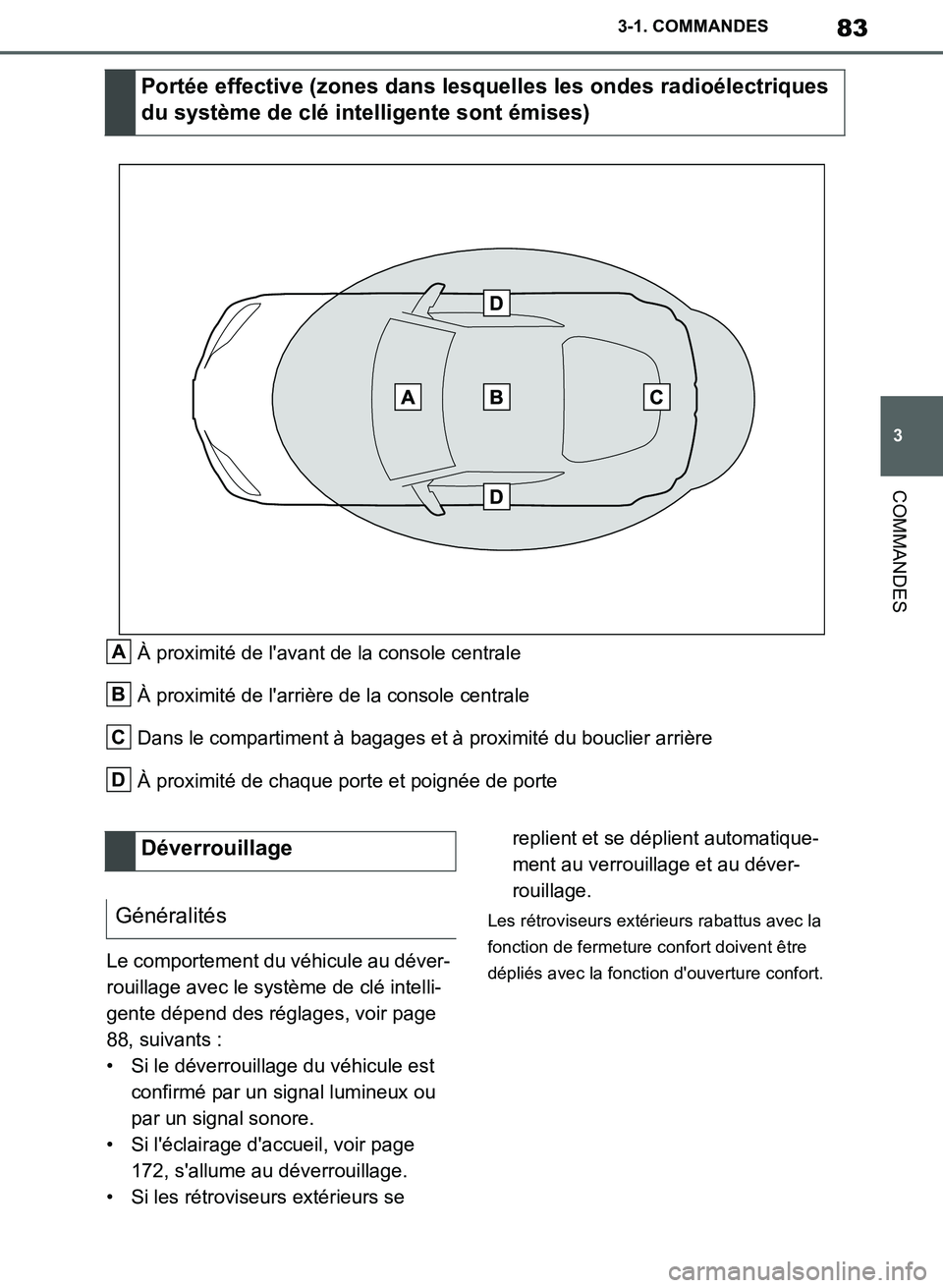 TOYOTA SUPRA 2019 Notices Demploi (in French) 83
3
Supra Owners Manual_EK
3-1. COMMANDES
COMMANDES
À proximité de lavant de la console centrale
À proximité de larrière de la console centrale
Dans le compartiment à bagages et à proximit TOYOTA SUPRA 2019 Notices Demploi (in French) 83
3
Supra Owners Manual_EK
3-1. COMMANDES
COMMANDES
À proximité de lavant de la console centrale
À proximité de larrière de la console centrale
Dans le compartiment à bagages et à proximit