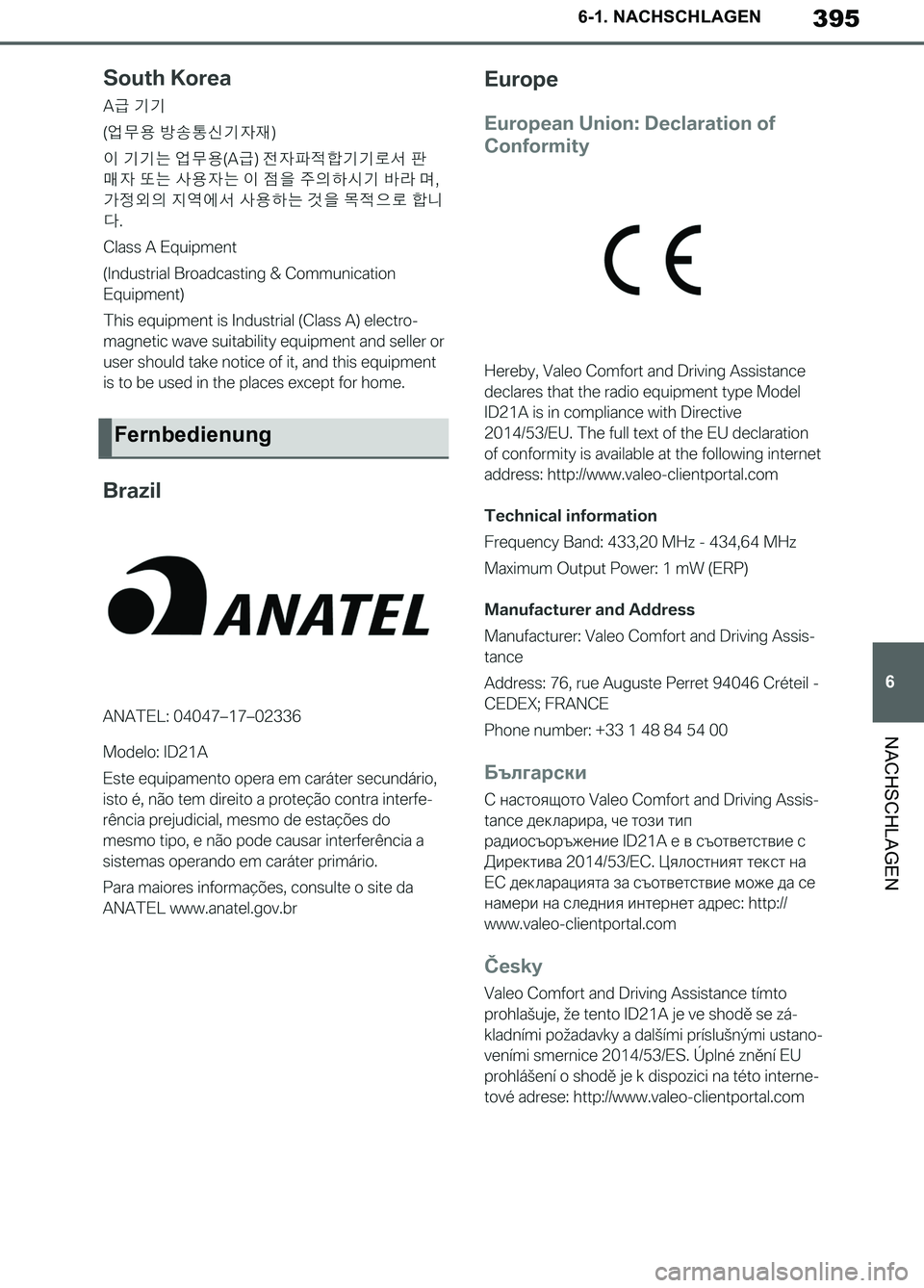 TOYOTA SUPRA 2019  Betriebsanleitungen (in German) 395
6
Supra Owner’s Manual_EM
6-1. NACHSCHLAGEN
NACHSCHLAGEN
Fernbedienung
Supra_OM_German_OM99T07M.book  395 ページ  ２０１９年２月２０日　水曜日　午前１１時１６分 