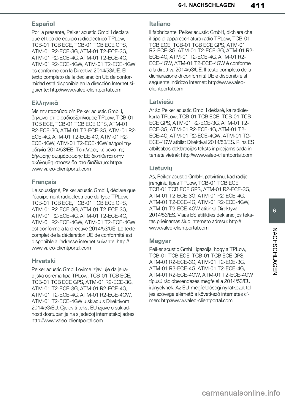 TOYOTA SUPRA 2019  Betriebsanleitungen (in German) 411
6
Supra Owner’s Manual_EM
6-1. NACHSCHLAGEN
NACHSCHLAGEN
Supra_OM_German_OM99T07M.book  411 ページ  ２０１９年２月２０日　水曜日　午前１１時１６分 
