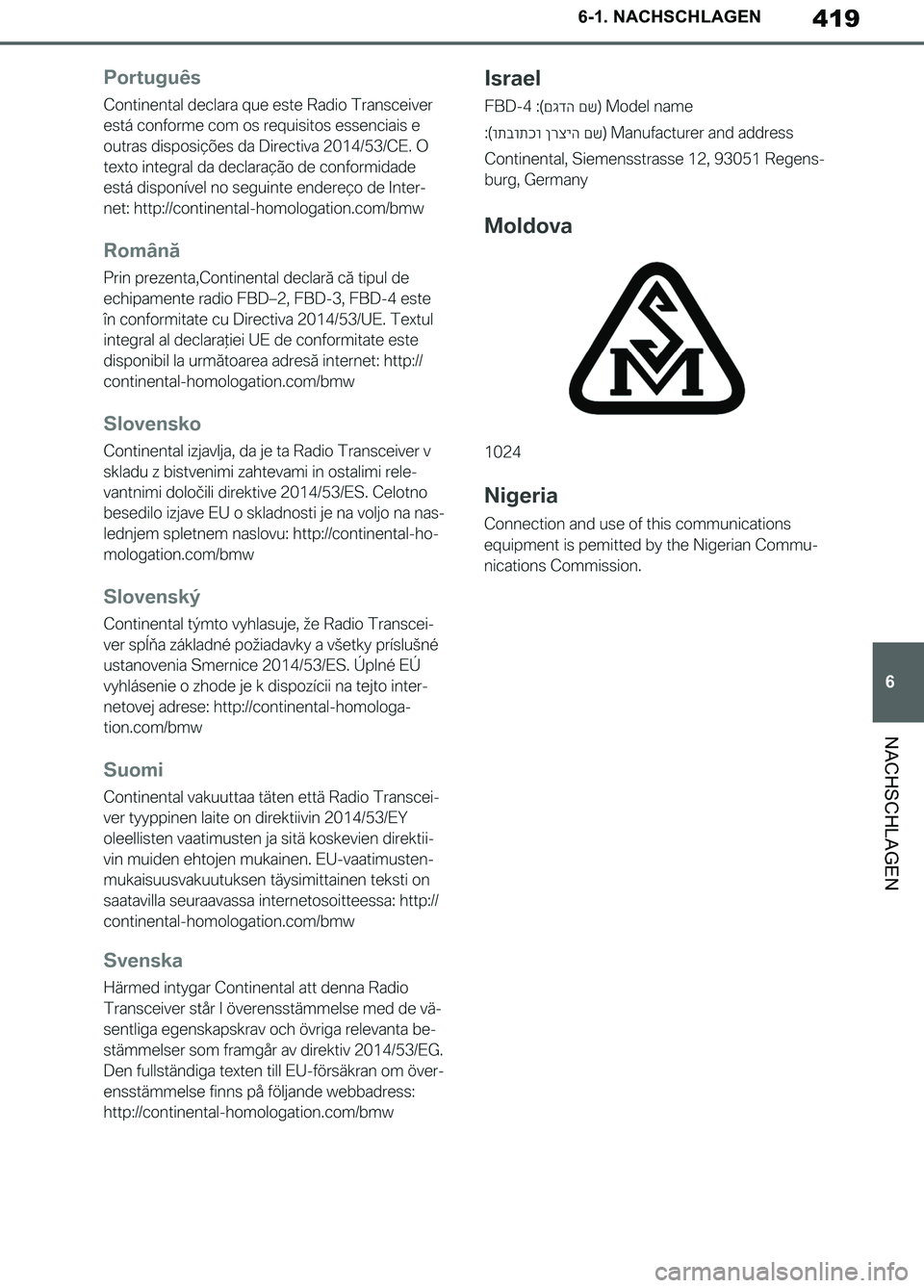 TOYOTA SUPRA 2019  Betriebsanleitungen (in German) 419
6
Supra Owner’s Manual_EM
6-1. NACHSCHLAGEN
NACHSCHLAGEN
Supra_OM_German_OM99T07M.book  419 ページ  ２０１９年２月２０日　水曜日　午前１１時１６分 